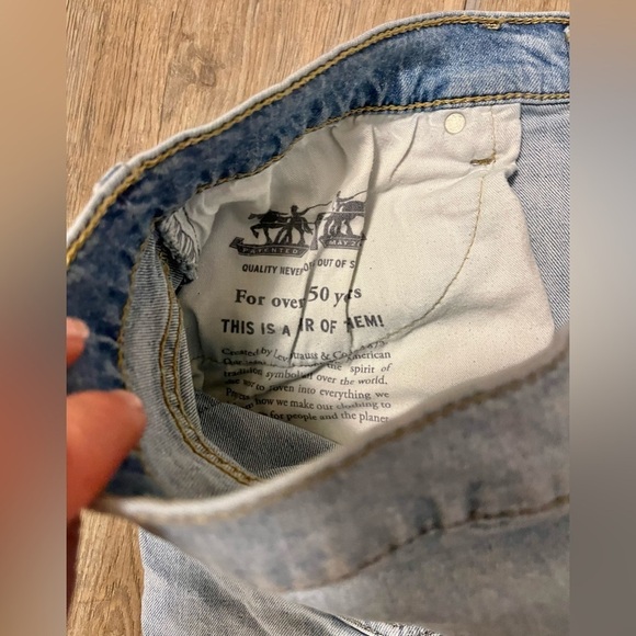 Levi's 412 Jean Shorts Jorts Men 36 W 8” Raw Hem Slim Stretch Denim 90s Y2K Blue - Picture 9 of 13